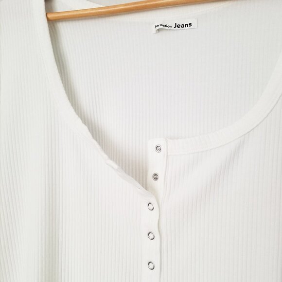 Reformation Rawson Ribbed Bodysuit White Plus Size 3X Short Sleeves Classic $78 - Picture 10 of 16